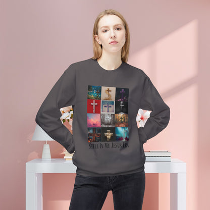 "Still In My Jesus Era" Cross Collage Crewneck Sweatshirt