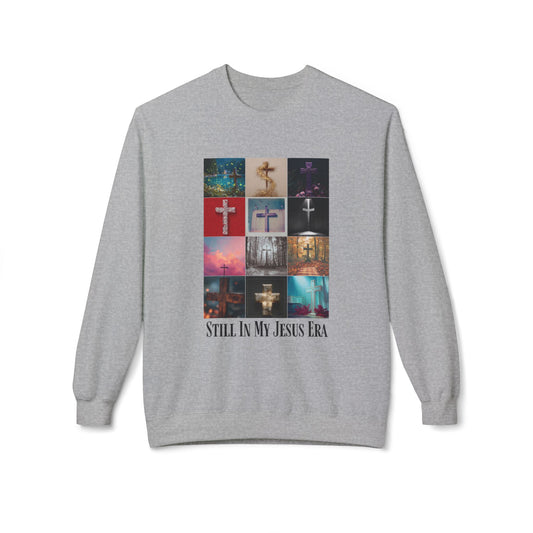 "Still In My Jesus Era" Cross Collage Crewneck Sweatshirt