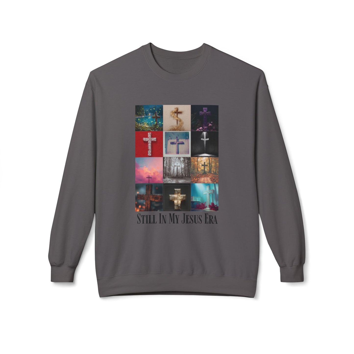 "Still In My Jesus Era" Cross Collage Crewneck Sweatshirt