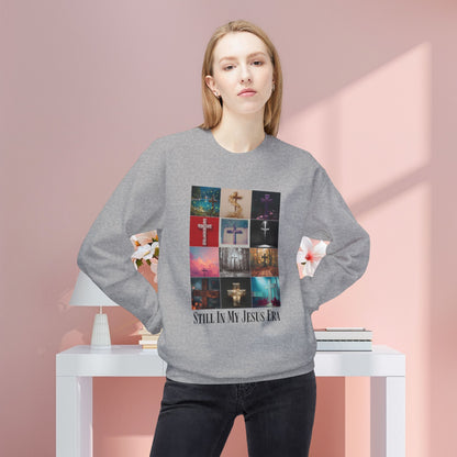 "Still In My Jesus Era" Cross Collage Crewneck Sweatshirt